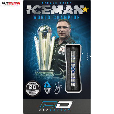 Red Dragon Soft Darts Gerwyn Price Iceman Midnight Edition 90% Tungsten Softtip Dart Softdart 20 g