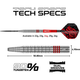 Red Dragon Steel Darts Jonny Clayton Original 2.0 90% Tungsten Steeltip Dart Steeldart 24 g