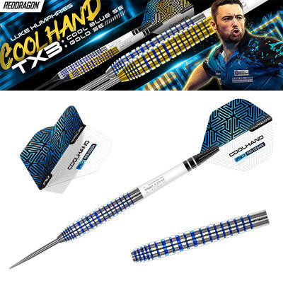 Red Dragon Steel Darts Luke Humphries TX3 Cool Blue SE 90% Tungsten Steeltip Dart Steeldart 22 g
