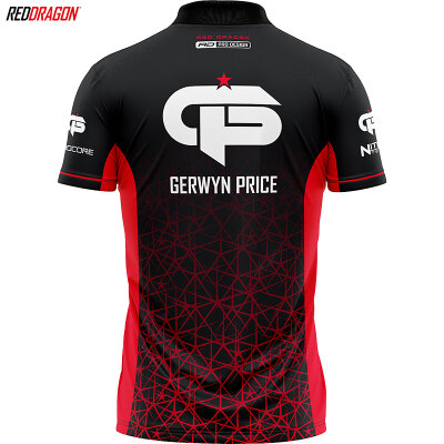 Red Dragon Darts Gerwyn Price The Iceman Inferno Pro Tour Red Player Shirt Matchshirt Dart Shirt Trikot Design 2023