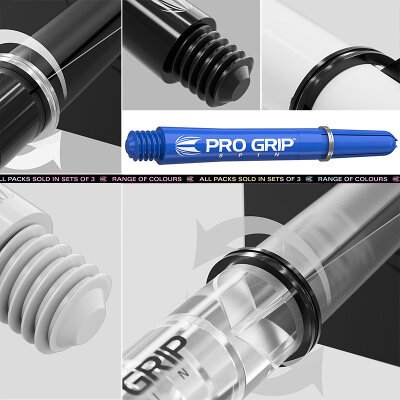 Target Pro Grip Spin Shaft 3 3er Satz Dartshafts mit Aluminium Ring in verschiedenen Designs