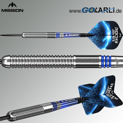 Mission Darts Steel Darts Josh Rock Rocky Silver & Blue 80% Tungsten Steeltip Darts Steeldart