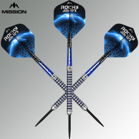 Mission Darts Steel Darts Josh Rock Rocky Silver & Blue 95% Tungsten Steeltip Darts Steeldart 22 g