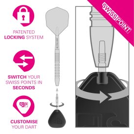 Target Steel Tip SWISS Point Dart Wechsel- Spitzen Schraubspitzen Silber Storm Point Onyx 30 mm