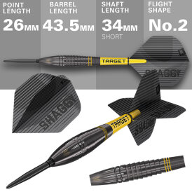 Target Steel Darts SWISS Point Scott Williams Shaggy Black 90% Tungsten Steeltip Dart Steeldart 23 g