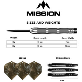 Mission Darts Steel Darts Saturn Fenrir Model 90% Tungsten Steeltip Darts Steeldart