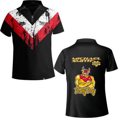 Shot Darts Michael Smith Bully Boy White Strip Matchshirt Dart Shirt Dartshirt Trikot Design 2024 Größe 3XL