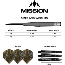 Mission Darts Steel Darts Saturn Hyperion Model 90% Tungsten Steeltip Darts Steeldart