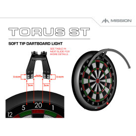 Mission Dart Torus ST Light Schwarz Soft-Dartboard Light Dartboardbeleuchtung für Soft-Tip-Dartboards USB