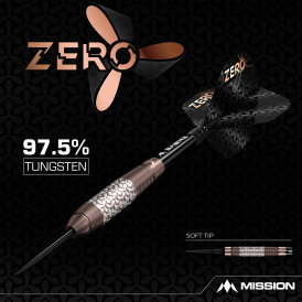 Mission Darts Steel Darts Zero 97,5% Tungsten Bronze Steeltip Darts Steeldart 30 g