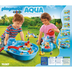 Playmobil 1.2.3 AQUA Fröhliche Wasserbahn mit Kurbel für den Wasserstrudel, Brücke und verstecktem Wasserkanal 70267