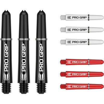 Target Pro Grip Shaft 3 3er Satz Dartshafts mit Aluminium Ring Mixed Schwarz/Weiß/Rot S Kurz