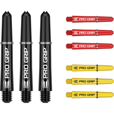 Target Pro Grip Shaft 3 3er Satz Dartshafts mit Aluminium Ring Mixed Schwarz/Rot/Gelb S Kurz