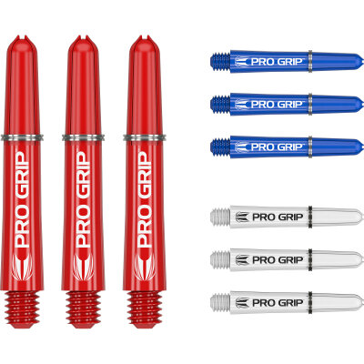 Target Pro Grip Shaft 3 3er Satz Dartshafts mit Aluminium Ring Mixed Rot/Blau/Weiß S Kurz