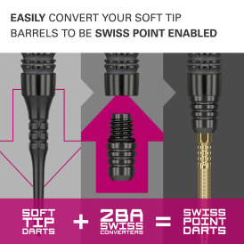 Target SWISS Converter Schwarz so wird aus einen Softdart mit 2BA Gewinde ein Target SWISS Steeldart