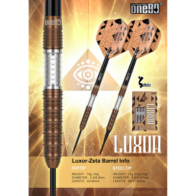 one80 Steel Dart Luxor Zeta VHD 90% Tungsten Steeltip Dart Steeldart