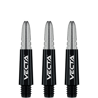 Winmau Vecta Shaft Composite mit leichtem aluminiumlegierten Top Schwarz/Silber S Kurz