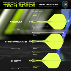 Winmau Dart Fusion Flight- Schaftsystem Nr.2 S Kurz Neon Gelb