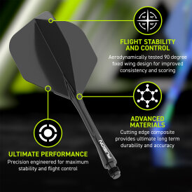 Winmau Dart Fusion Flight- Schaftsystem Nr.6 M Mittel Schwarz