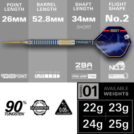 Target Steel Darts SWISS Point Josh Rock G1 90% Tungsten Steeltip Dart Steeldart 24 g
