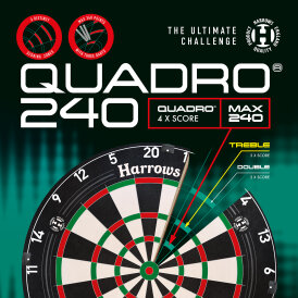 Harrows Quadro 240 Bristle Dart Board Dartboard Turnierboard Dartscheibe