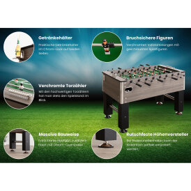 Bandito Tischkicker Profi Soccer Deluxe Eiche Grau