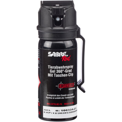 Sabre Red Pfeffergel mit UV-Markierungsstoff Tierabwehrspray Modell 1 Crossfire Gel 360° 45ml