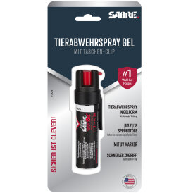 Sabre Red Pfeffergel mit UV-Markierungsstoff Tierabwehrspray Modell 2 Gel mit Clip 19ml