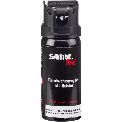 Sabre Red Pfeffergel mit UV-Markierungsstoff Tierabwehrspray Modell 5 Tactical Gel-Holster 45ml
