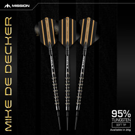 Mission Darts Soft Darts Mike De Decker Black & Gold PVD 95% Tungsten Softtip Darts Softdart 20 g