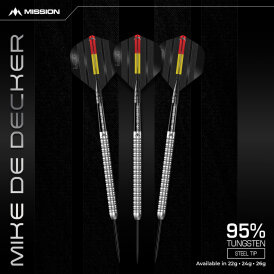 Mission Darts Steel Darts Mike De Decker Silber 95% Tungsten Steeltip Darts Steeldart 26 g
