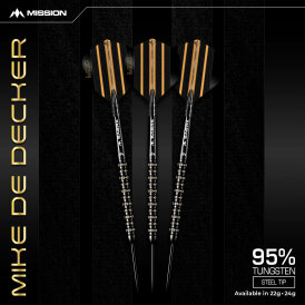 Mission Darts Steel Darts Mike De Decker Black & Gold PVD 95% Tungsten Steeltip Darts Steeldart 22 g