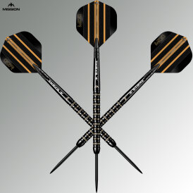 Mission Darts Steel Darts Mike De Decker Black & Gold PVD 95% Tungsten Steeltip Darts Steeldart 24 g