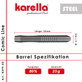 Karella Steel Dart Comic Line 80% Tungsten Steeltip Darts Steeldart CL-2 23 g