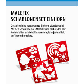 Straßenmalkreiden MALEFIX von PUSTEFIX Schablonen Set Mal-Spaß mit höchstem Spielwert Einhorn