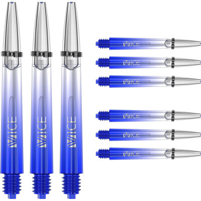 one80 Proplast Vice Shaft 3 3er Satz Dartshaft mit Federring Blau / Klar IM Intermediate
