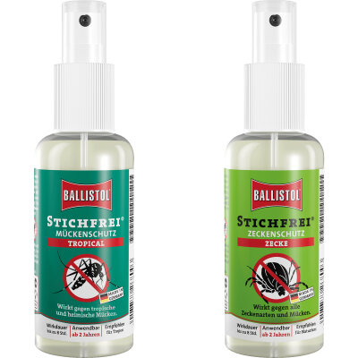 Ballistol Stichfrei® mit Wirkstoffen, Icaridin, Citrepel, Pump-Spray Mückenschutz, Zeckenschutz