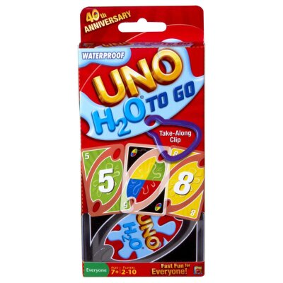 "Verpackung beschädigt" - Mattel UNO H2O TO GO wasserfest mit Karabinerhaken Perfekt als Strand Spielzeug oder Reisespiel MATTEL Games P1703