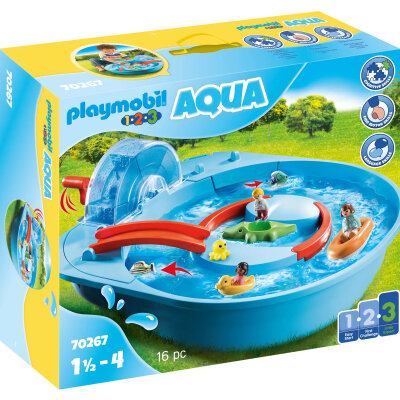 Playmobil 1.2.3 AQUA Fr�hliche Wasserbahn mit Kurbel f�r den Wasserstrudel, Br�cke und verstecktem Wasserkanal 70267 / B-Ware