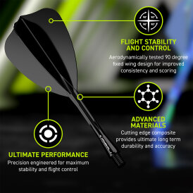 Winmau Dart Fusion Arrow Flight- Schaftsystem S Kurz Schwarz