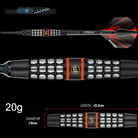Winmau Soft Darts Sicario 90% Tungsten Softtip Dart Softdart 20 g / leicht bespielt