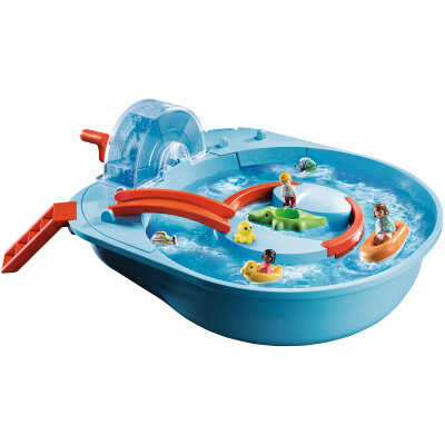 Playmobil 1.2.3 AQUA Fr�hliche Wasserbahn mit Kurbel f�r den Wasserstrudel, Br�cke und verstecktem Wasserkanal 70267 / bespielt