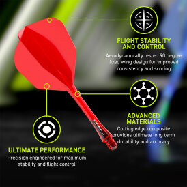 Winmau Dart Fusion Flight- Schaftsystem Nr.6 Intermediate Rot