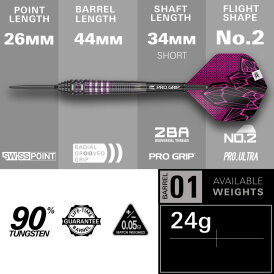 Target Steel Darts SWISS Point Lorraine Winstanley G2 Generation 2 90% Tungsten Steeltip Darts Steeldart 24 g