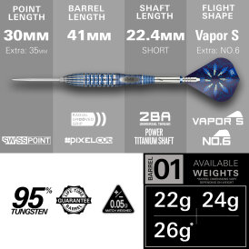 Target Steel Darts SWISS Point Phil Taylor The Power GX2 95% Tungsten Steeltip Steeldart 26 g