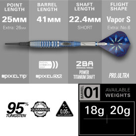 Target Soft Darts Phil Taylor The Power GX2 95% Tungsten Softtip Softdart 18 g