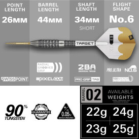 Target Steel Darts SWISS Point Redux 02 90% Tungsten Steeltip Darts Steeldart 24 g
