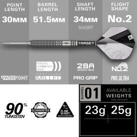 Target Steel Darts SWISS Point Beau Greaves G1 Generation 1 90% Tungsten Steeltip Steeldart 23 g