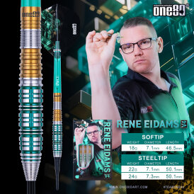one80 Steel Dart Rene Eidams 90% Tungsten V4 Generation 4 Steeltip Dart Steeldart