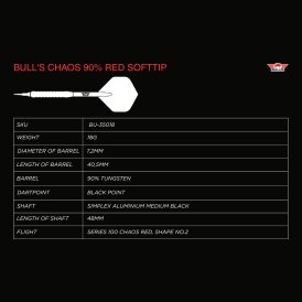 BULLS NL Soft Darts Chaos Red 90% Tungsten Softtip Darts Softdart 18 g